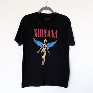 Nirvana In Utero Graphic T-Shirt Men's Medium Black Short Sleeve Band Tee Cotton